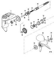 Корпус редуктора, карданный вал (Часть 2) 2-Х ТАКТНОГО ПЛМ MERCURY 15 MH 294CC Серийный номер от 0N055285 и выше