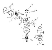 Коленчатый вал, поршни и шатуны 2-Х ТАКТНОГО ПЛМ MERCURY 60 Серийный номер от 0T980000 и выше