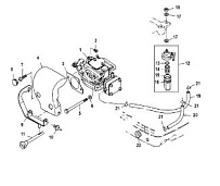 Глушитель и топливопроводы 2-Х ТАКТНОГО ПЛМ MERCURY 15 MH 294CC Серийный номер от 0N055285 и выше